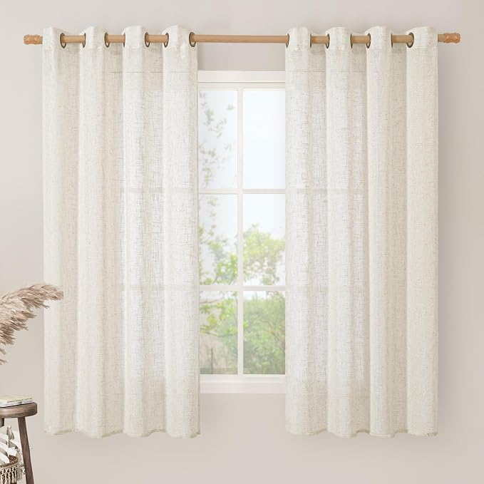 LAMIT 68 Inch Semi Sheer Linen Curtains by LAMIT