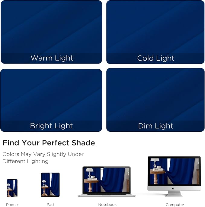 CUCRAF Royal Blue Blackout Curtains Customize, Rod Pocket Room Darkening Curtain - Image 4