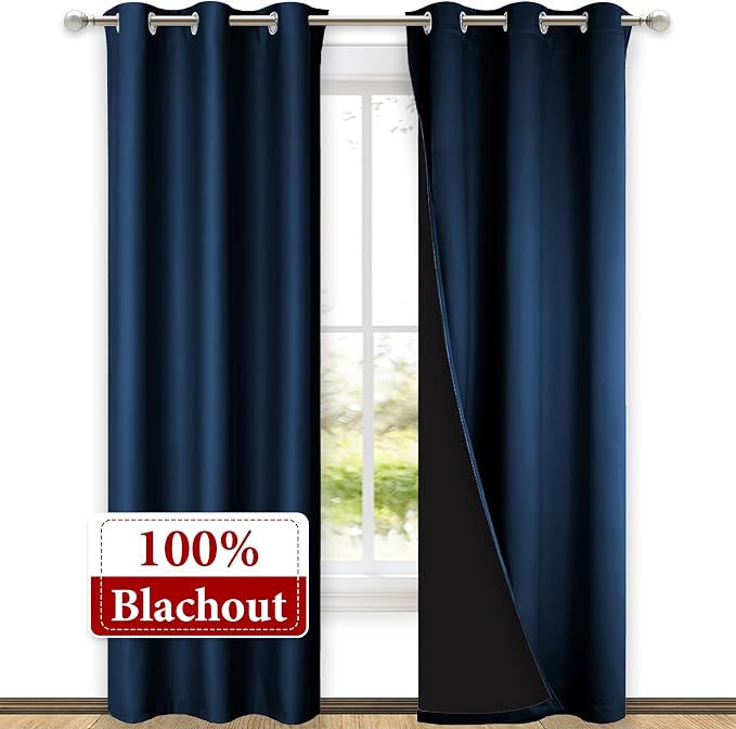 NICETOWN Moroccan Blue Full Shade Curtain Panels, Pair of Thermal Insulated & - Image 2