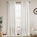 Cream Semi Sheer Linen Curtains 102 Inch Long Curtains Back Tab Rod Pocket 2 by Nanspring