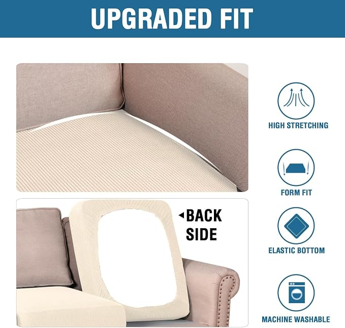 H.VERSAILTEX Super Stretch Individual Seat Cushion Covers Sofa Covers Couch - Image 6