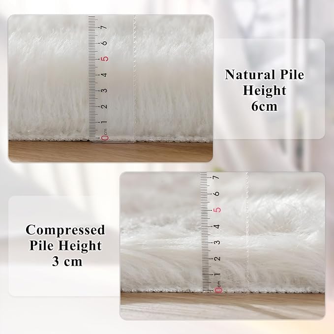 ORINOVA White Faux Sheepskin Fur Machine Washable Runner Area Rugs - Image 4