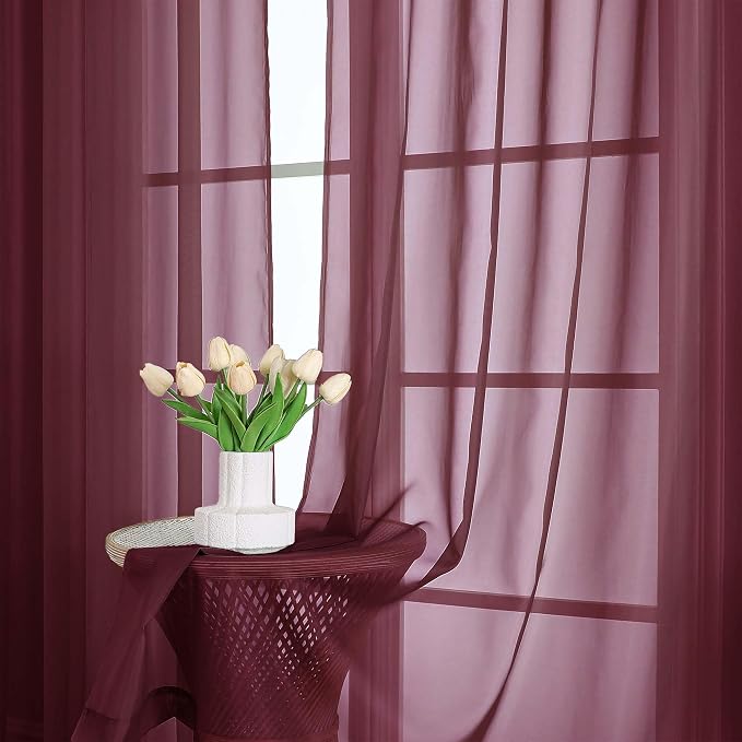 OWENIE Sheer Curtains 2 Panels Set - Image 2