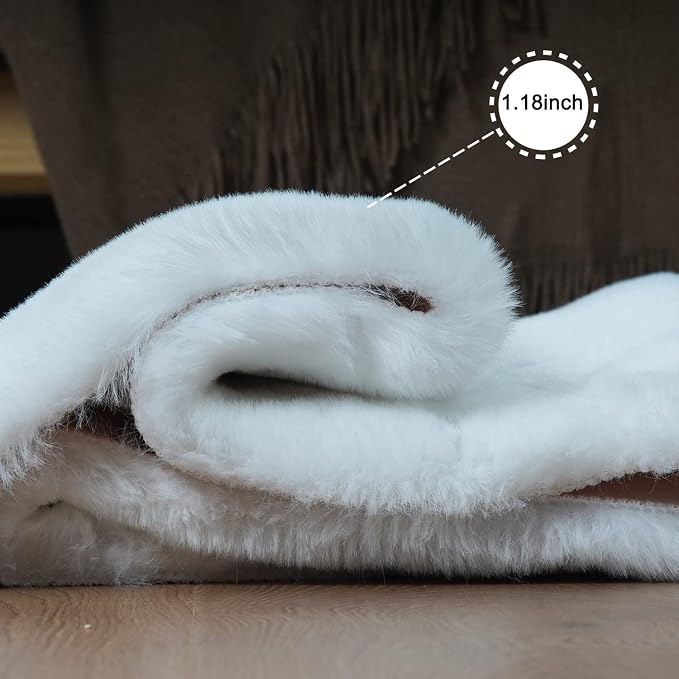 Ghouse Ultra Soft Faux Rabbit Fur Rug, Machine Washable Area Rugs - Image 3