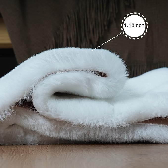 Ghouse Ultra Soft Faux Rabbit Fur Rug 3x5, Machine Washable Area Rugs - Image 4