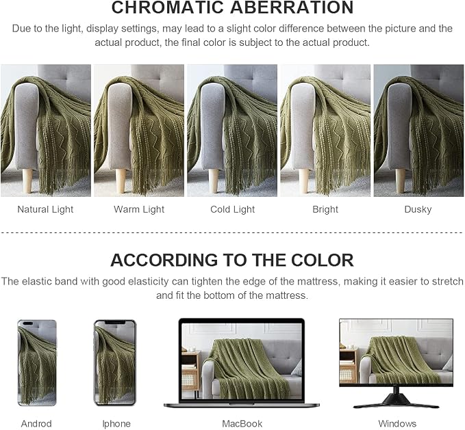 BOURINA Dark Olive Throw Blanket 50x60 Inches Throw Textured Solid Soft Sofa - Image 7