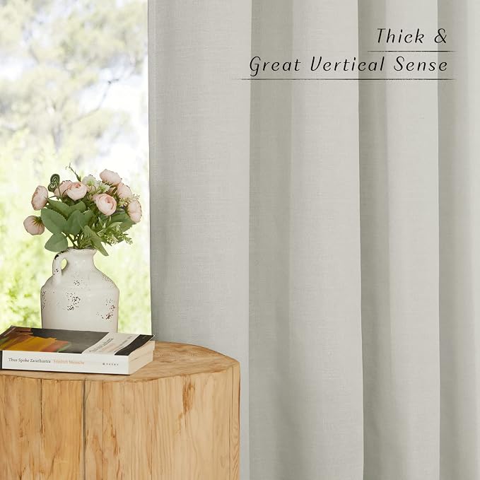 NICETOWN Thick Semi Sheer Linen Gray Curtains - Image 5