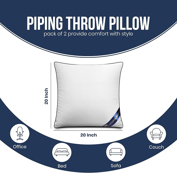 Utopia Bedding Throw Pillow Inserts, 20 x 20 Inches Decorative Indoor Pillows - Image 2