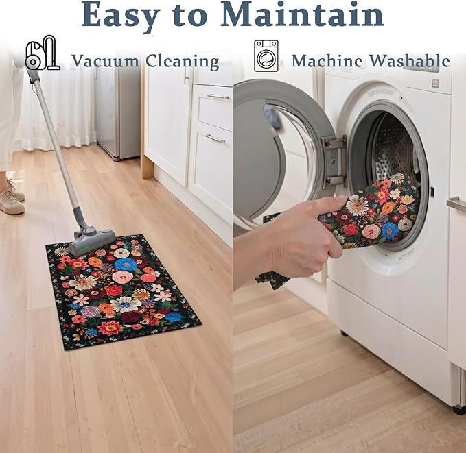 Black/Brown 24x17 Inch Home Decor Entry Rug, Small Door Mat Bath Mats - Image 4