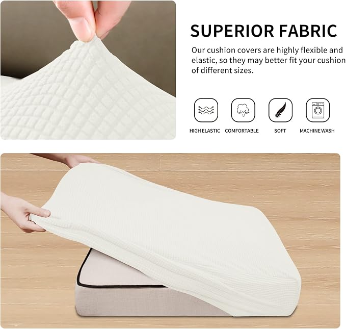 Easy-Going Stretch 4 Pieces Couch Cushion Covers - Image 4