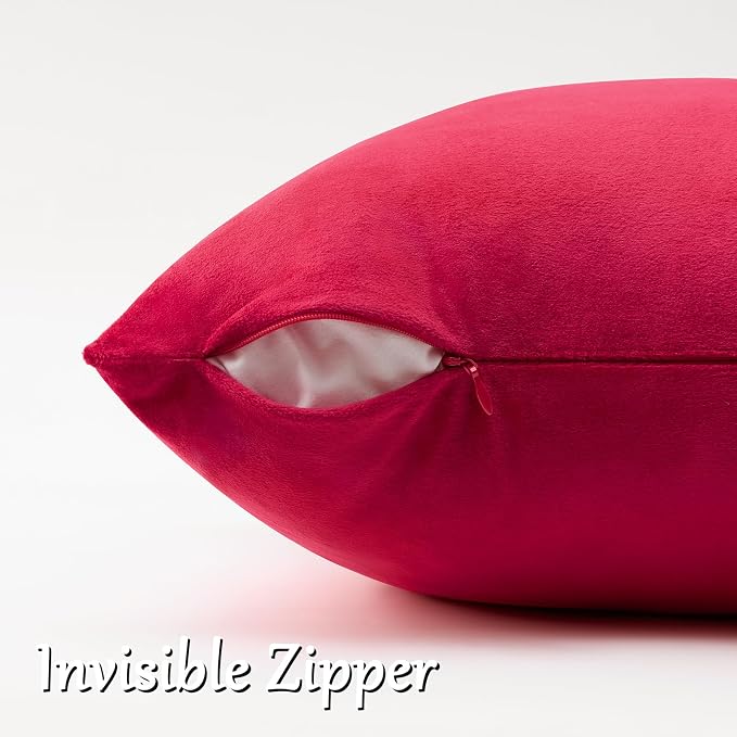 GIGIZAZA Red Velvet Pillow Covers 22x22 Decorative Pillows Pack of 2 | Throw - Image 4
