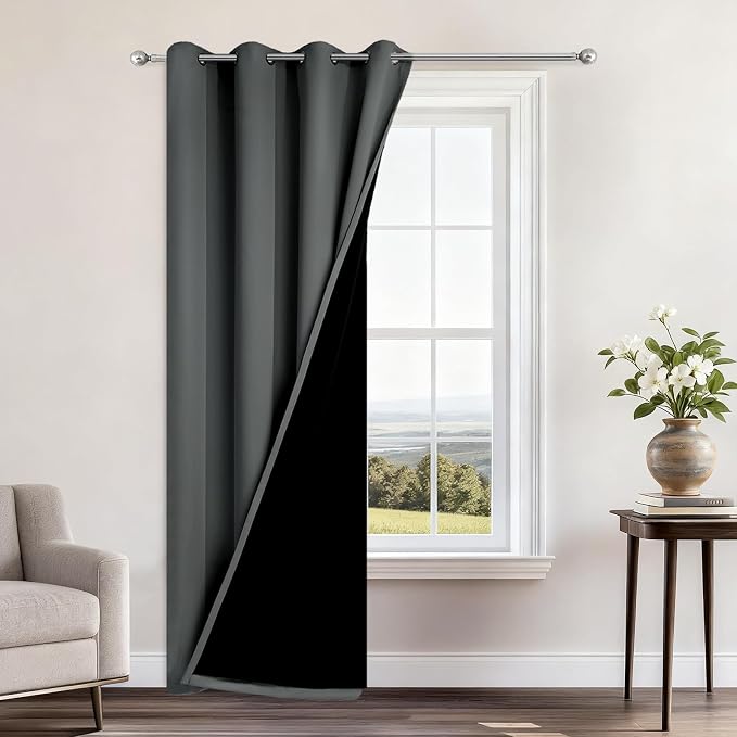 Yakamok 100% Blackout Curtains 96 Inches Long, 2 Thick Layers Heat and Full by Yakamok