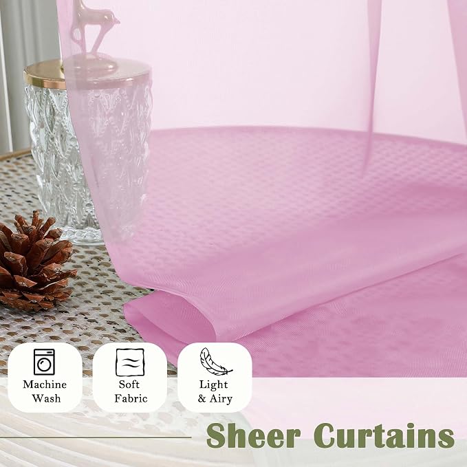 Lecloud Light Pink Sheer Curtains - Image 8