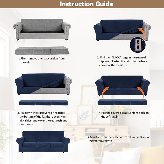 WEERRW 4 Pieces Velvet High Stretch Couch Covers - Image 6