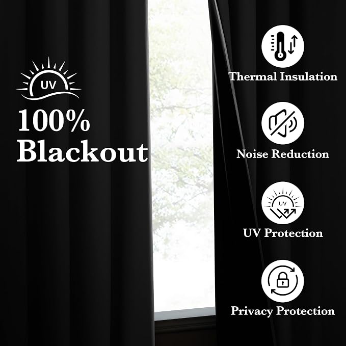 NICETOWN 100% Blackout Off White Curtains - Image 3