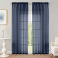 OWENIE Navy Blue Sheer Curtain 90 Inches Long 2 Panels Set, Solid Filmy Drapes by OWENIE