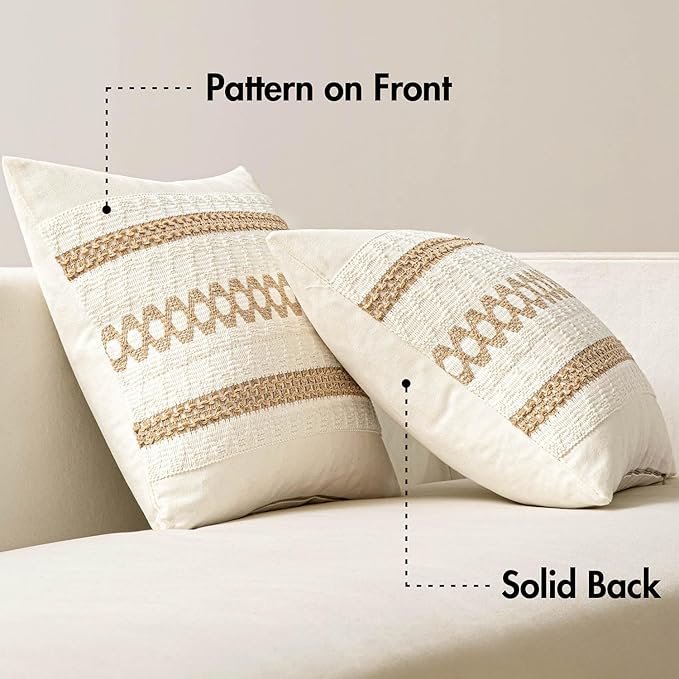 MIULEE Set of 2 Neutral Boho Decorative Pillow Covers 18x18 Inch Farmhouse - Image 6