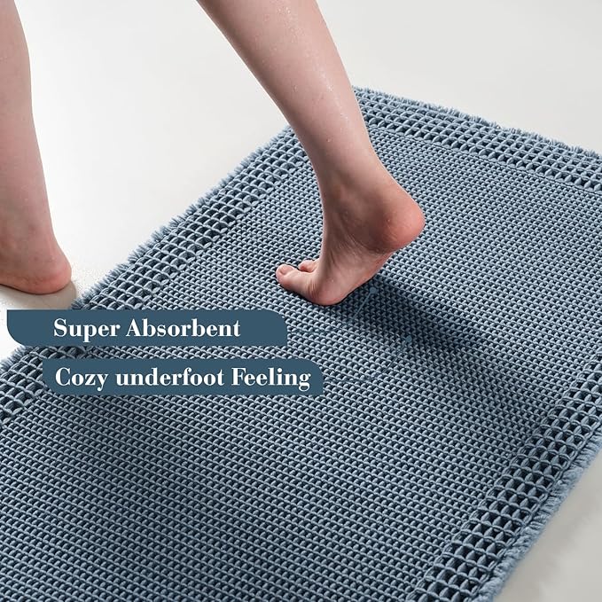 RESARE Waffle Bath Mat for Bathroom, Super Absorbent Bathroom Rugs Non Slip - Image 3