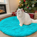 OLANLY Teal Blue Round Rugs for Bedroom by OLANLY