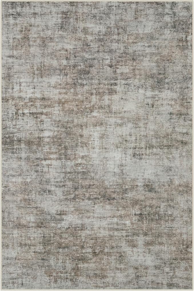 8x10 Area Rugs for Living Room: Washable Abstract Brown Black Carpet | Non-slip - Image 2