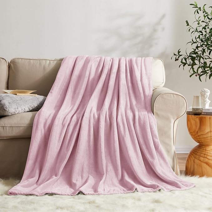 Fleece Blanket Twin Size Pink Lightweight Super Soft Cozy Luxury Bed Blanket by COZYBLANKETHappyHomeLife