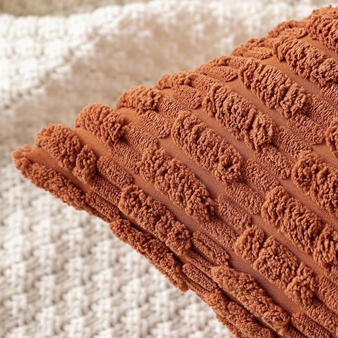 MIULEE Pack of 2 Dark Rust Corduroy Decorative Pillow Covers 16x16 Inch Soft - Image 4