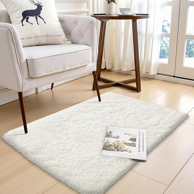 OLANLY 2x3 Machine Washable Small Bedside Rug, Soft Fluffy Shaggy Entryway - Image 7