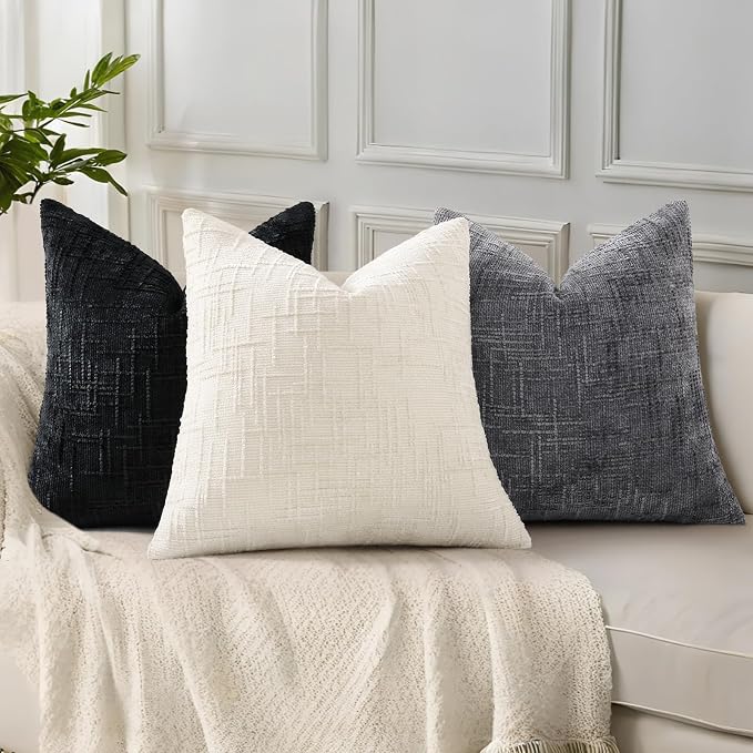 decorUhome Summer Cream White Chenille Throw Pillow Covers 12x20 Set of 2 - Image 5