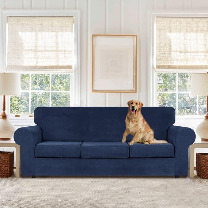 WEERRW 4 Pieces Velvet High Stretch Couch Covers - Image 2