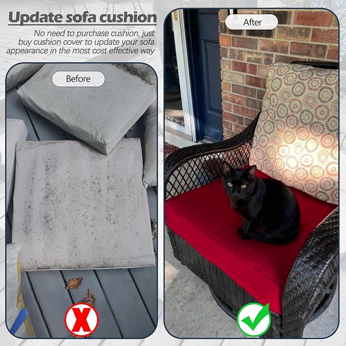 Sqodok Patio Cushion Cover 25x25 inch, Outdoor Seat Cushion Slip Cover - Image 8