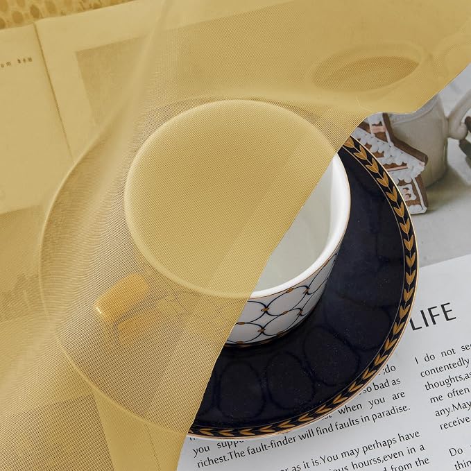 OVZME Gold Sheer Curtains 78 Inches Long 2 Panels - Image 5