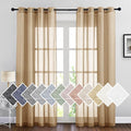 NICETOWN Sheer Curtains Flax Texture 84 inch Length, Grommet Semi Sheer Window by NICETOWN