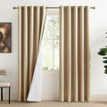 NICETOWN Camel High-End Thermal Flax Linen Curtains, Full Blackout Privacy by NICETOWN