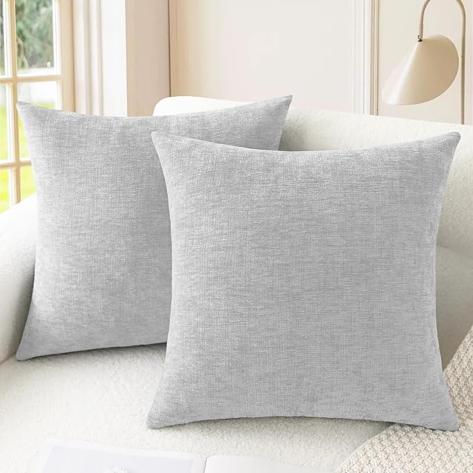 CaliTime Throw Pillow Covers Decorative 20 X 20 Inches Pack of 2 Cozy Chenille by CaliTime