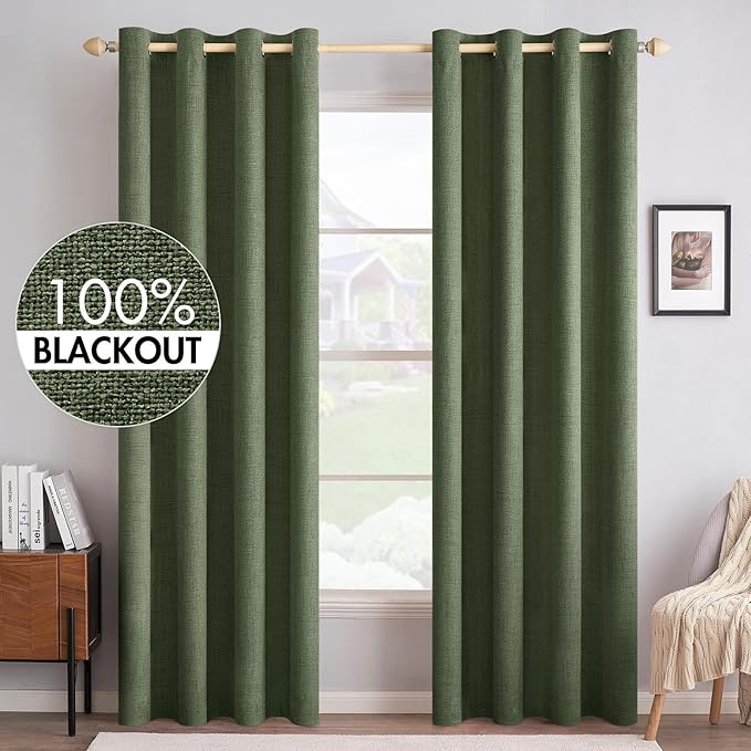 MIULEE 100% Blackout Linen Textured Curtains by MIULEE