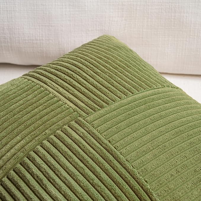 Fancy Homi 2 Packs Moss Green Samll Decorative Throw Pillow Covers 12x12 Inch - Image 3