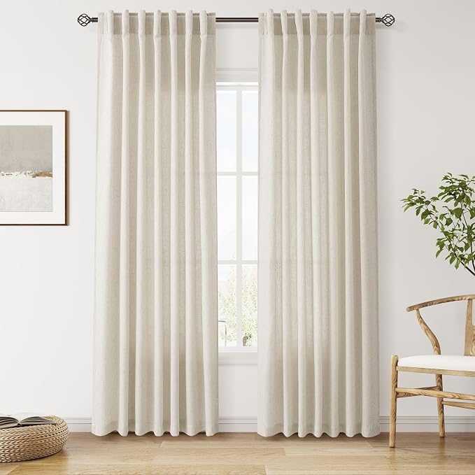 Nanspring Vanilla Linen Curtains 84 Inches Long by Nanspring