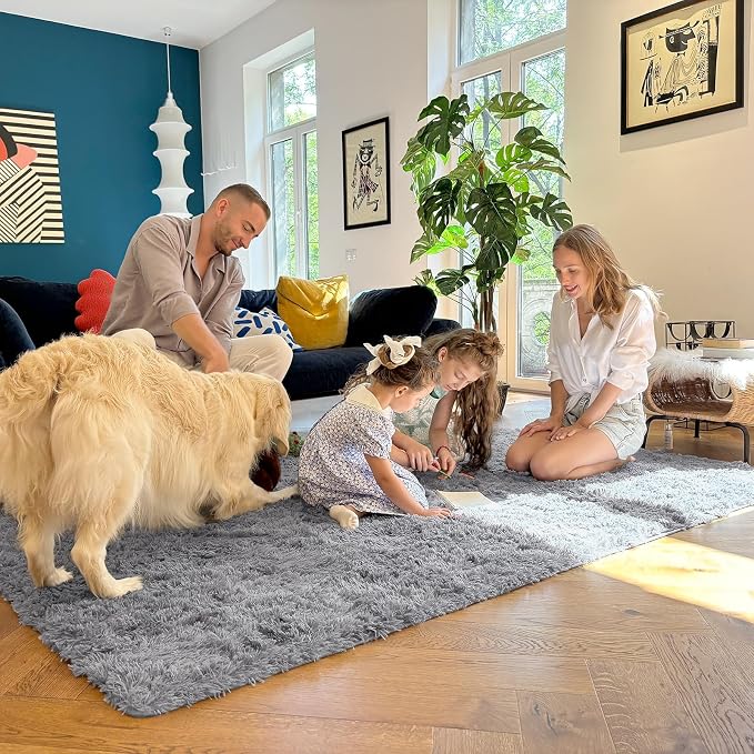OLANLY 5x5 Area Rugs for Living Room Bedroom, Machine Washable Soft Fluffy - Image 5