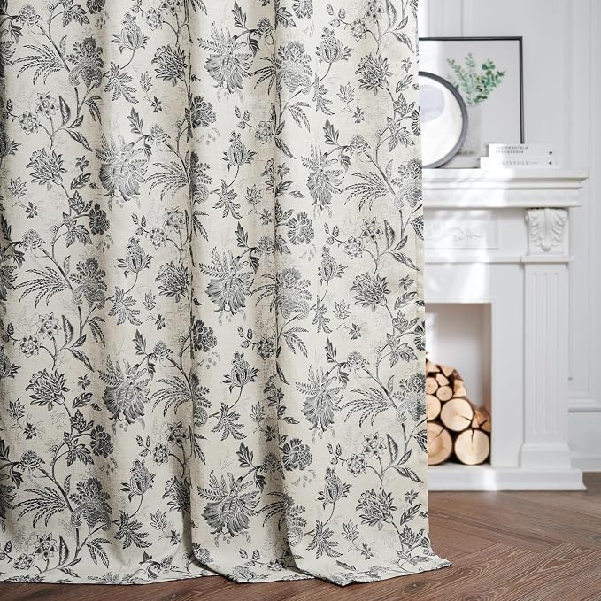jinchan Linen Floral Curtains for Living Room - Image 3