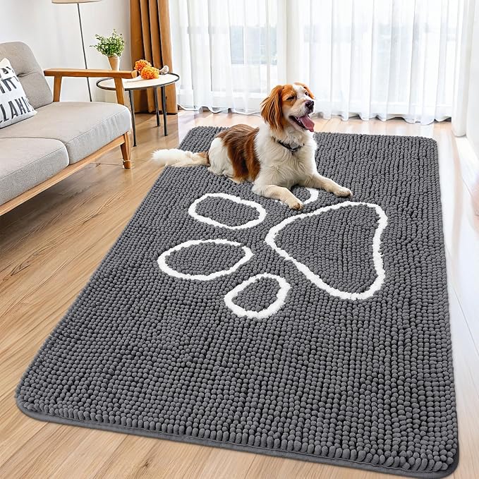 Smiry Dog Door Mat for Muddy Paws, Absorbent Dirt Trapper Non Slip Quick Dry by Smiry