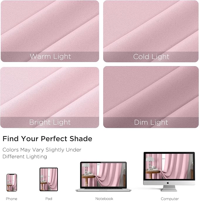 CUCRAF Light Pink Blackout Curtains Customize, Rod Pocket Room Darkening Curtain - Image 4