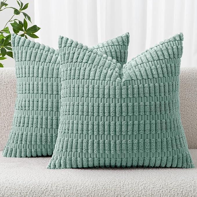 MIULEE Pack of 2 Corduroy Decorative Throw Pillow Covers 18x18 Inch Soft Boho by MIULEE