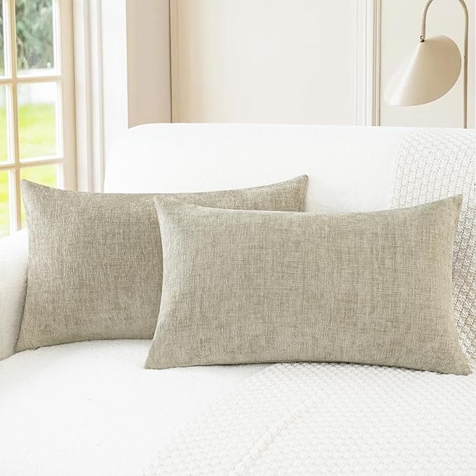 CaliTime Throw Pillow Covers Decorative 12 X 20 Inches Pack of 2 Cozy Chenille by CaliTime
