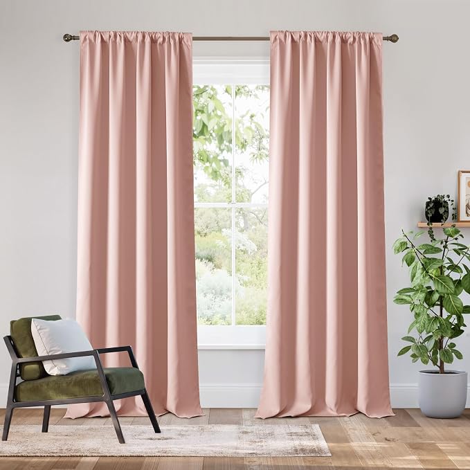 RYB HOME Bedroom Blackout Curtains 84 inches Long, 100% Blackout Thermal by RYBHOME