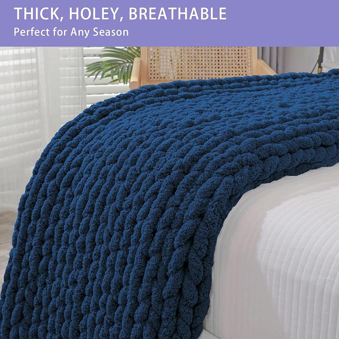 Bigacogo Chunky Knit Throw Blanket - Image 4