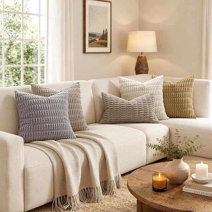 MIULEE Euro Sham Decorative Throw Pillow Covers 26x26 Light Brown Pack of 2 | - Image 5