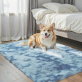 Small Rug Throw Rugs for Bedroom, Mini Area Rug, Fluffy Blue Carpet, Affordable by Junhejiamei