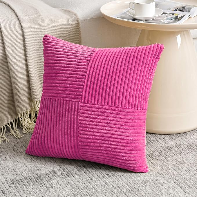 Fancy Homi 2 Packs Hot Pink Decorative Throw Pillow Covers 20x20 Inch - Image 2