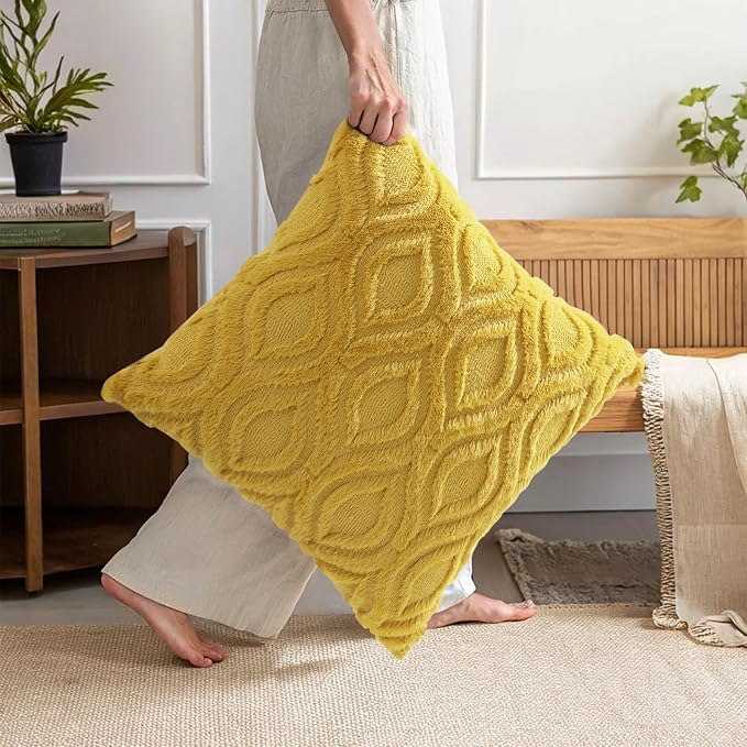 decorUhome Summer Throw Pillow Covers 24x24 Inch Set of 2, Soft Plush Faux Wool - Image 8