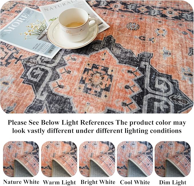 Washable 2x6 Hallway Runner Rug: Vintage Water Resistant Kitchen Entryway Rug - Image 3